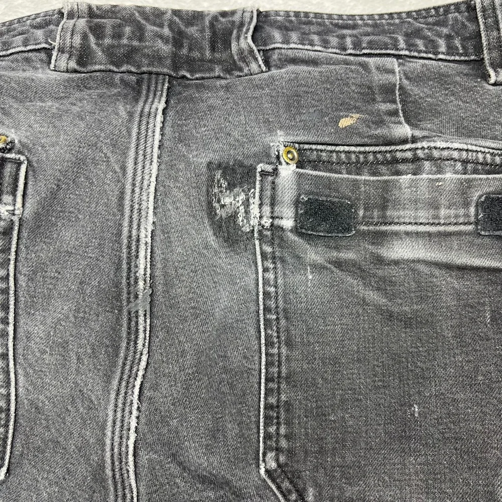 VTG Duluth Trading Co. Work Pants Mens Black Denim Stretch Cargo Pockets - 38X32